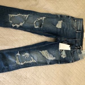 NWT Zara Premium Jeans Shredded Destroyed Cigarette Fit, Sz 2